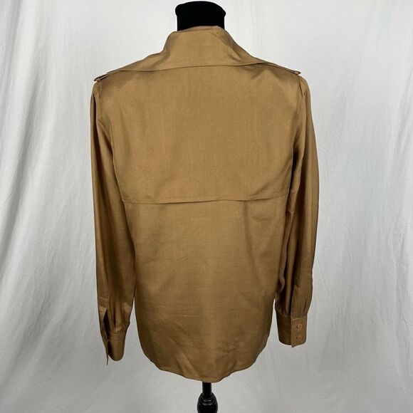 Vintage Levante’ 100% Silk Shoulder Pad Safari Blouse - Women’s 6 - Picture 3 of 8
